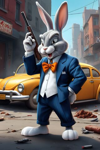 Dapper Bunny with a Twist! 🐰🔫