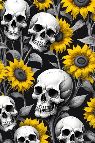 Sunflowers and Skulls: A Bold Contrast 🌻💀