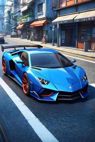 Futuristic Blue Supercar in Urban Paradise 🚗✨