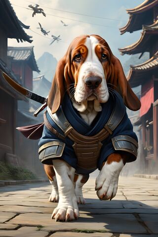 Samurai Pup on the Move! 🐶⚔️
