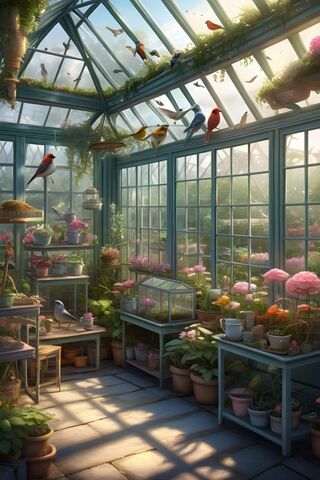 Birds In A Greenhouse