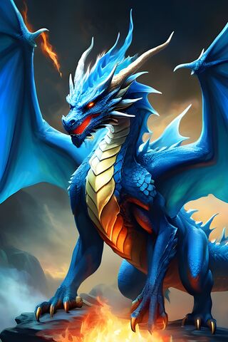 Majestic Blue Flames: The Dragon of Legends