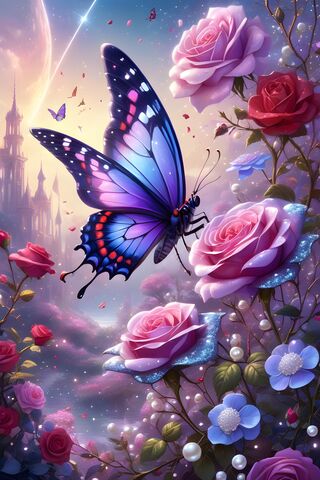 Beautiful Butterfly & Roses