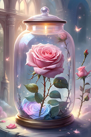 Enchanted Rose in a Gla..