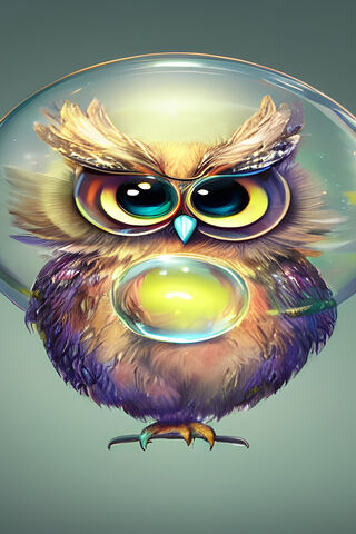 Whimsical Owl in a Bubb..