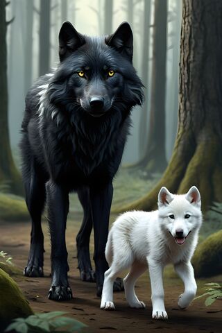 Majestic Wolf Family in the Forest 🌲🐺
