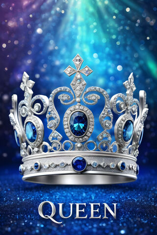 Blue Sparkly Background, Silver Crown Of Diamonds and Sapphires