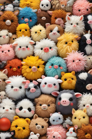 Whimsical Furry Friends in a Colorful Gathering