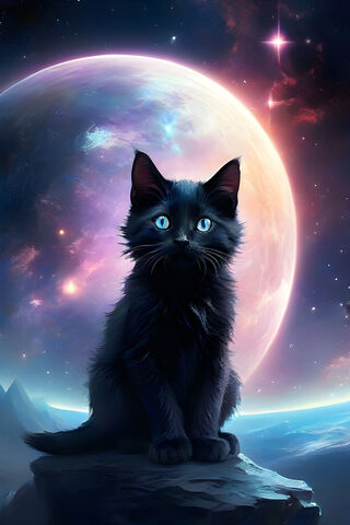 Black Cat On Space
