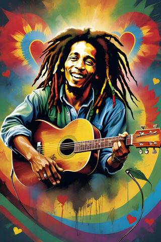 Bob Marley Playing A Guitar