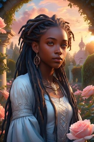 Brown Fantasy Girl In Garden