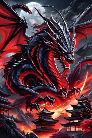 Black and Red Dragon De..
