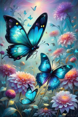 Beautiful Butterfly's & Dahlias