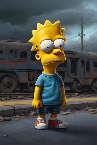 Bart Simpson in a Gloomy Setting 🌧️