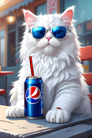 Cat Drinking Pepsi