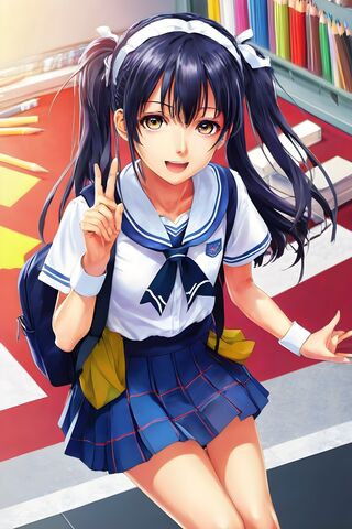 Cheerful Schoolgirl in Action! 🎒✨