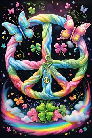 Colorful Peace Sign With Butterflies
