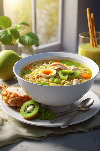Chicken Noodle Soup With Kiwifruit