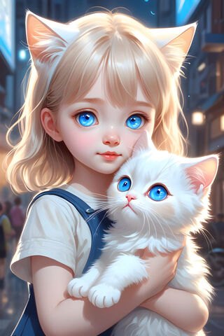 Cute Girl With Cat