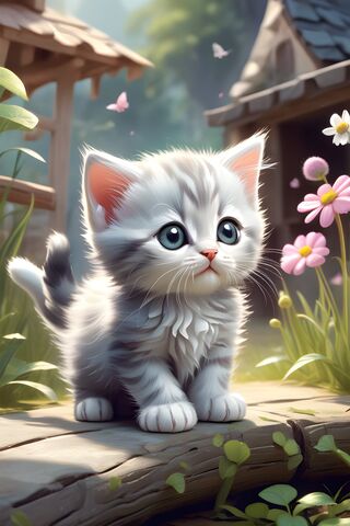 Adorable Kitten in a Ma..
