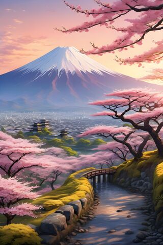 Cherry Blossoms In Fron..