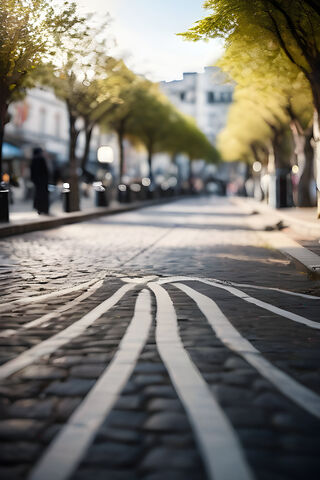 Serene Cobblestone Street 🌳✨