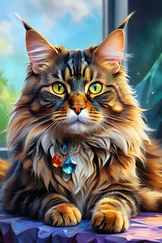 Crystal Glass Maincoon Tabby Cat
