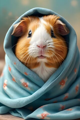 Cute Guinea Pig Wrapped In A Blanket