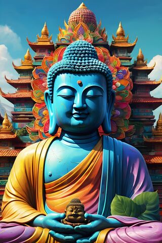 Vibrant Serenity: The Colorful Buddha