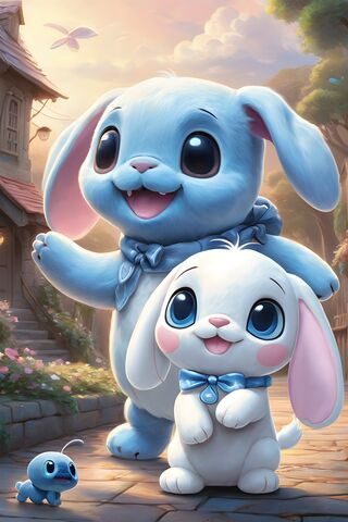 Adorable Blue Bunnies in a Whimsical World 🐰💙