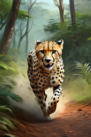 Cheeta Running In Forest