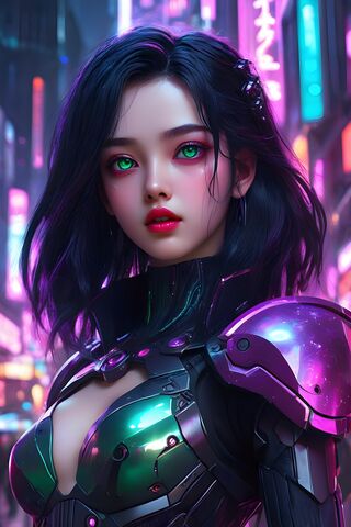 Cyberpunk Girl With Emerald Eyes