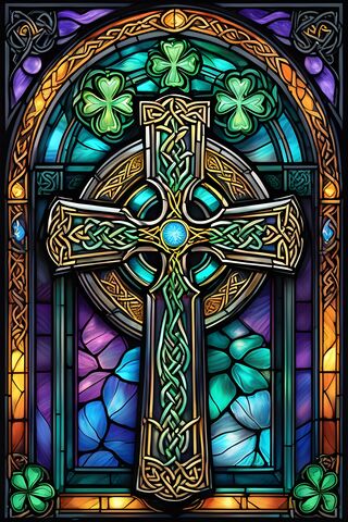 Celtic Stained Glass Cross