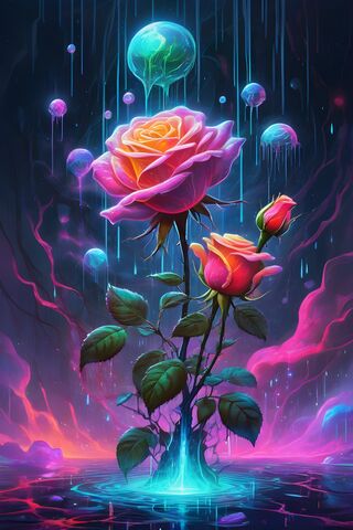 Colorful Roses In The D..