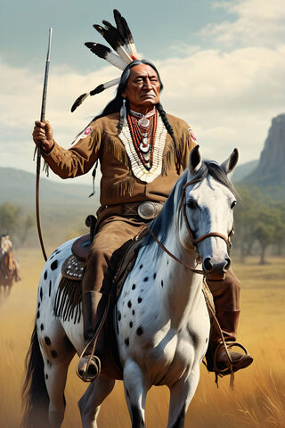 Chief Sitting Bull On A Appaloosa Horse