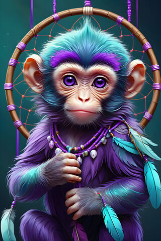 Cute Monkey Purple Eyes