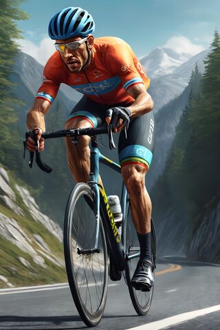 Cyclist On A Mountain AI