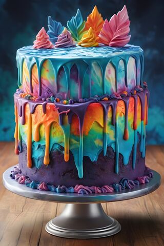Cake With Tie-Dye Icing