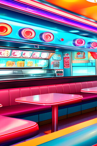 Neon Diner Delight 🌈🍔
