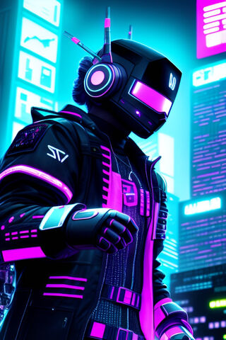 Neon Cyber Warrior 🌌🤖