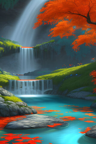 Tranquil Autumn Waterfall