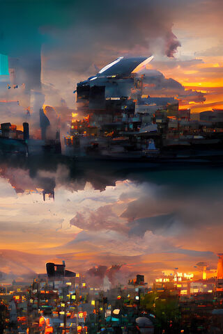 Dreamy Cityscape at Dusk 🌆✨