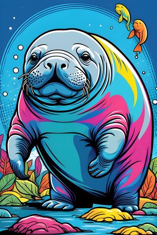 Colorful Manatee Magic 🌊✨
