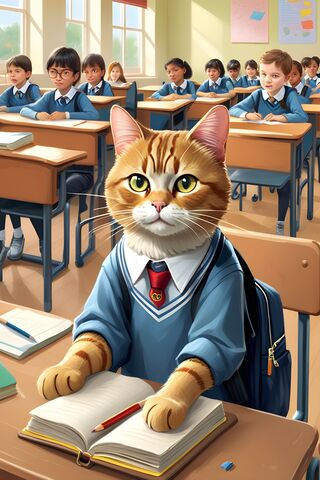 Classroom Cat: The Purr-fect Student! 🐱📚
