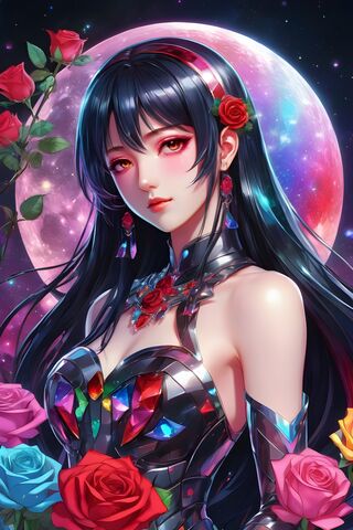 Cyber Rainbow Rose Girl