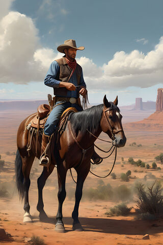 Cowboy Riding His Horse