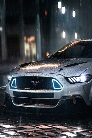 Night Ride: The Mustang in the Rain 🌧️🚗