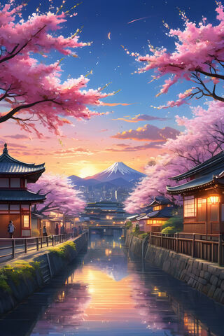 Cherry Blossom Village Aesthetic