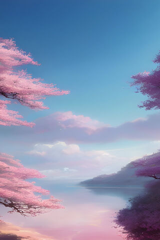 Serene Cherry Blossom Reflections 🌸🌅