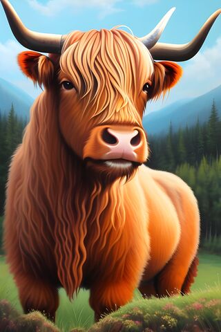 Cute Fluffy Highland Cow